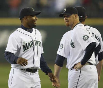 
Mariners closer J.J. Putz, right, is out with a ribcage injury.Associated Press
 (Associated Press / The Spokesman-Review)