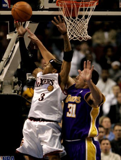 
Philadelphia's Allen Iverson scored 34 points as the 76ers beat Chris Mihm and the Lakers. 
 (Associated Press / The Spokesman-Review)
