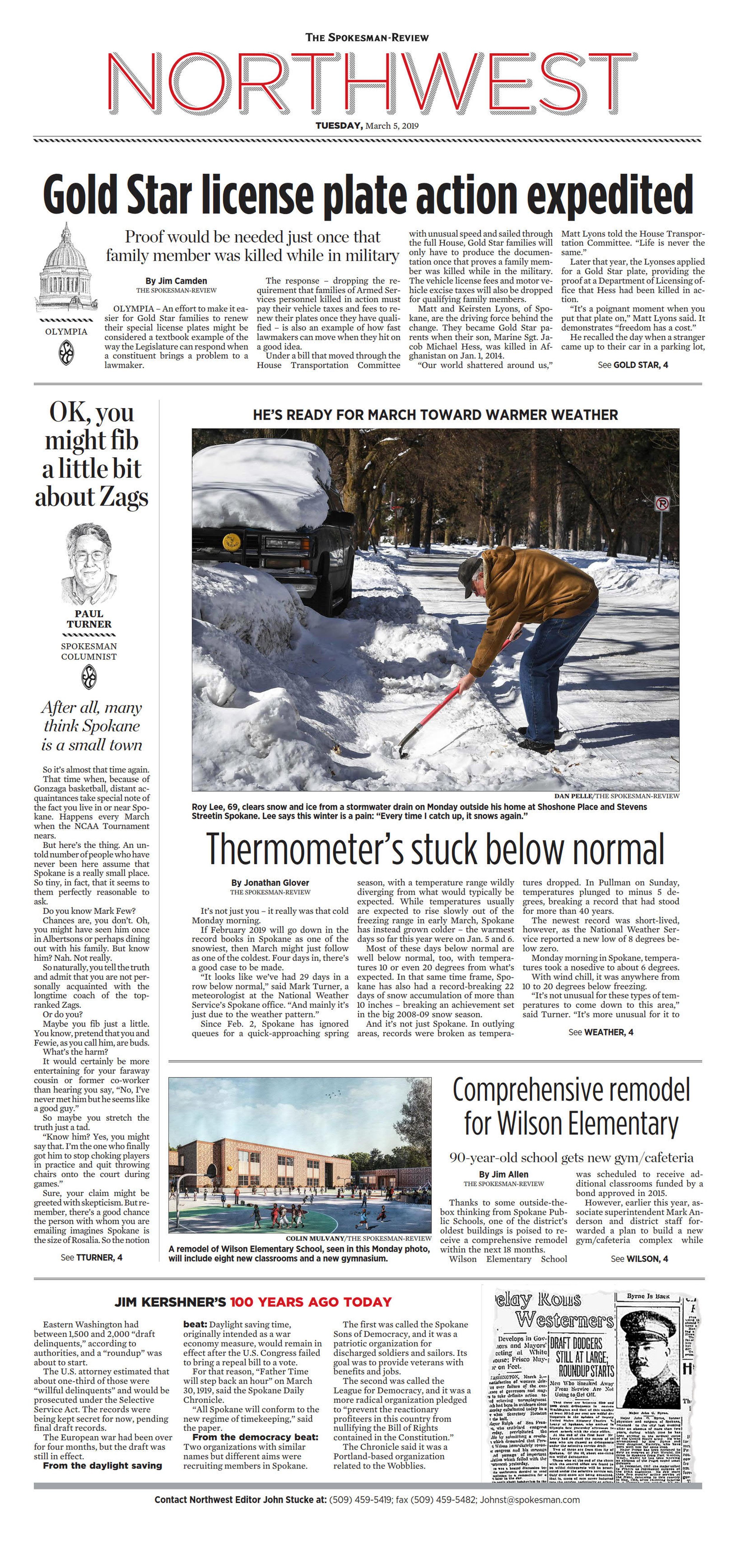 Northwest Front Page for March 10, 2019 The SpokesmanReview