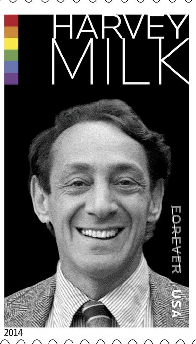 The face of gay rights icon Harvey Milk graces a U.S. postage stamp. (Associated Press)