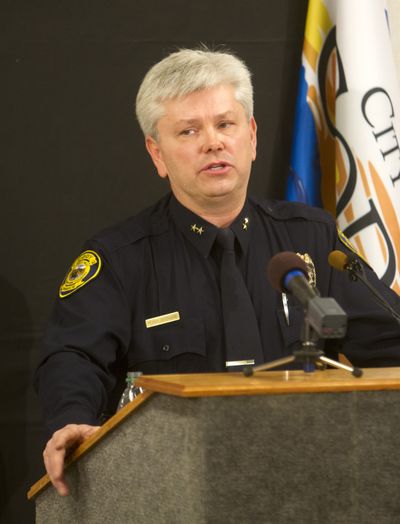 Cody Police Chief Perry Rockvam confirms during a press conference on Monday, Oct. 15, 2012 at City Hall in Cody, Wyo., that a 39-year-old Montana man was arrested in Belgrade, Mont., on Saturday in connection with the kidnapping of an 11-year-old Cody girl . (Raymond Hillegas / The Cody Enterprise)