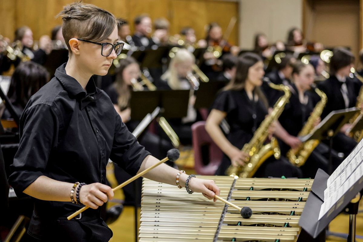 Illusion McSwain plays the vibraphone with the Shadle Park High School jazz ensemble on Friday at the University of Idaho’s Lionel Hampton Jazz Festival in Moscow.  (Geoff Crimmins/For The Spokesman-Review)