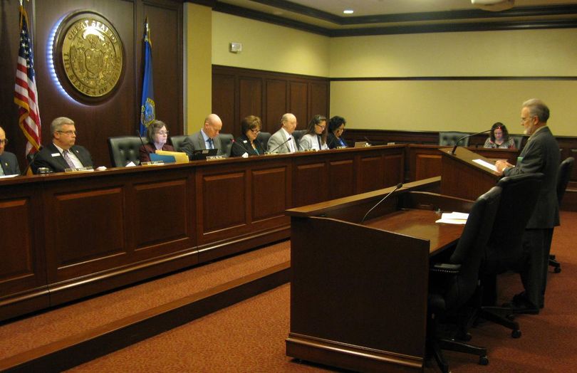 David Ripley presents abortion-related legislation to the Senate State Affairs Committee on Friday (Betsy Z. Russell)