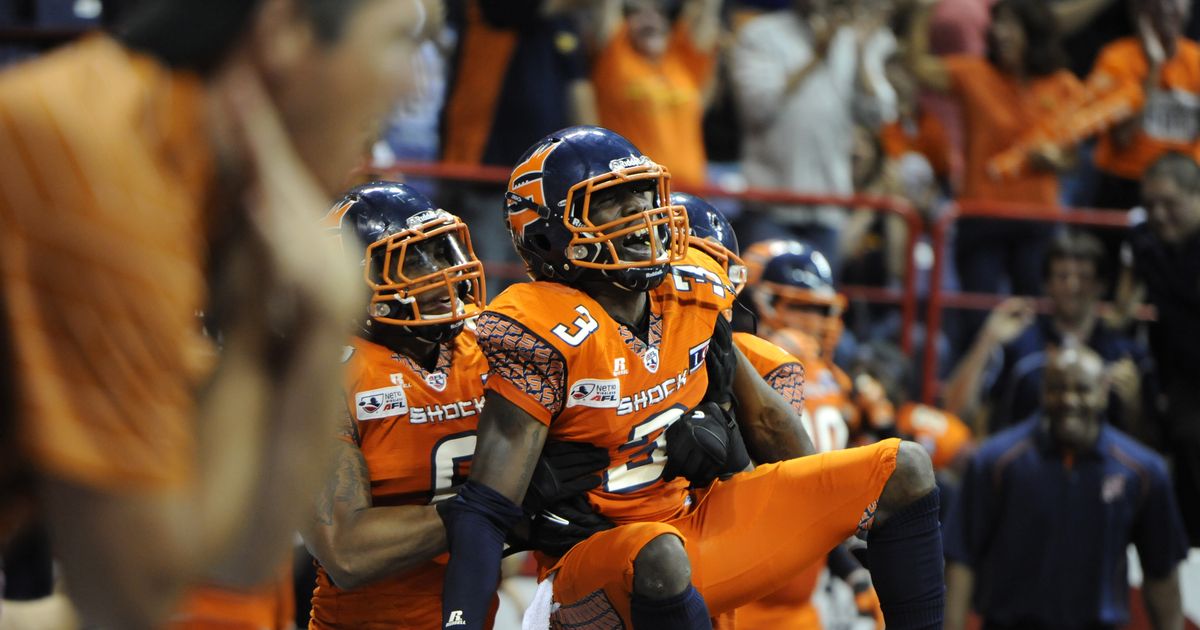 Spokane Shockアリーナフットボールユニ #9 オレンジ AFL 希少 Football - Indoor League Ball - Spokane Shock Arena FB