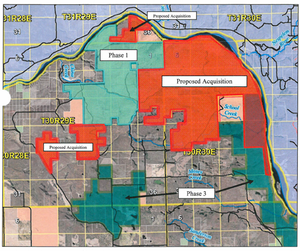 Map shows the 20,000-acre Grand Coulee Ranch and three phases the Washington Department of Fish and Wildlife has set for purchasing the Douglas County land. (Washington Department of Fish and Wildlife)