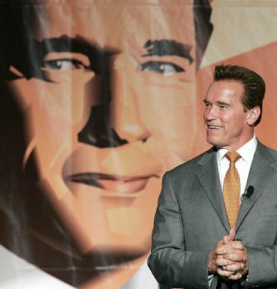 
California Gov. Arnold Schwarzenegger speaks during a visit to a trade expo in Monterrey, Mexico, on Friday. Bipartisanship played a major role in his success in the election.  
 (Associated Press / The Spokesman-Review)