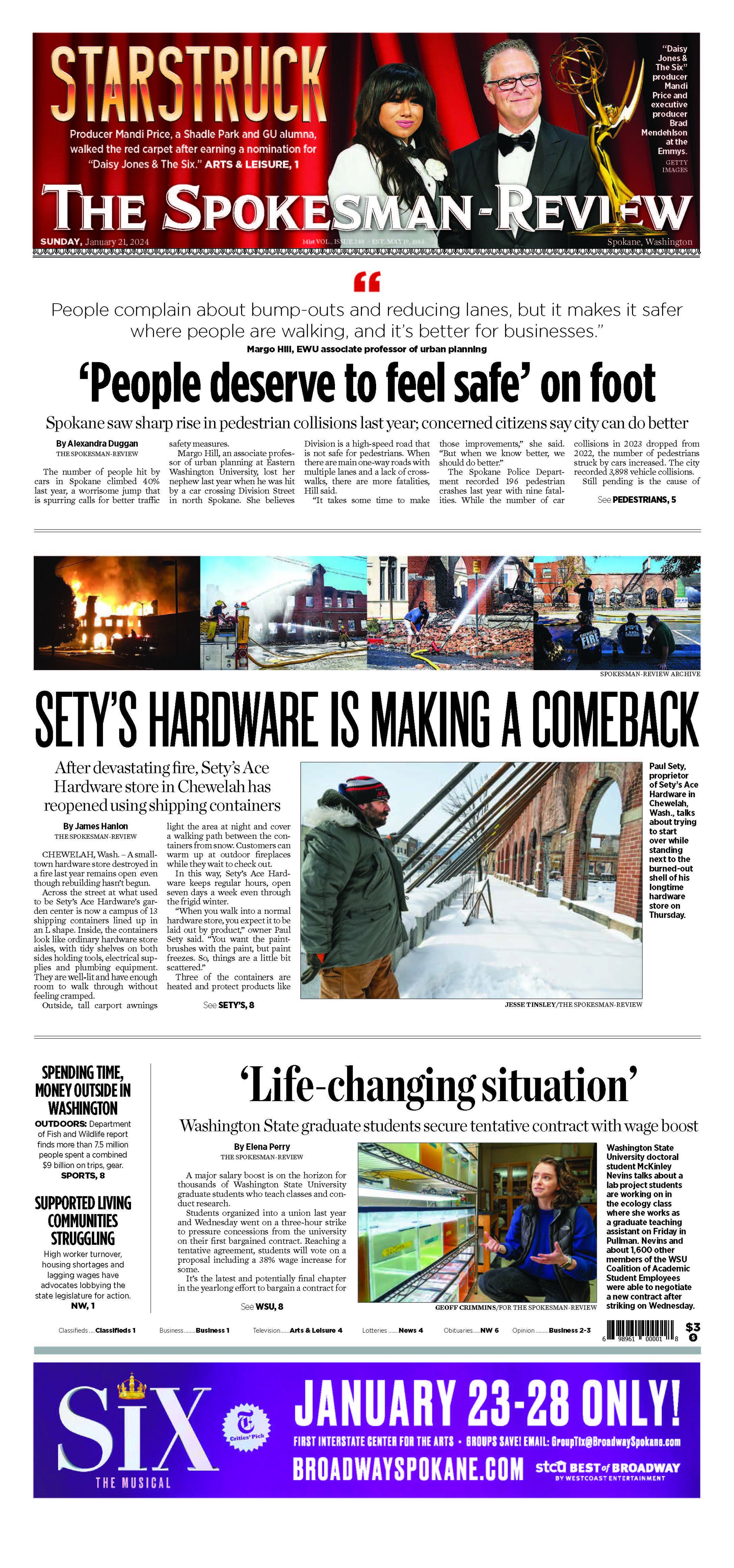 Front Page For Jan. 21, 2024 | The Spokesman-Review