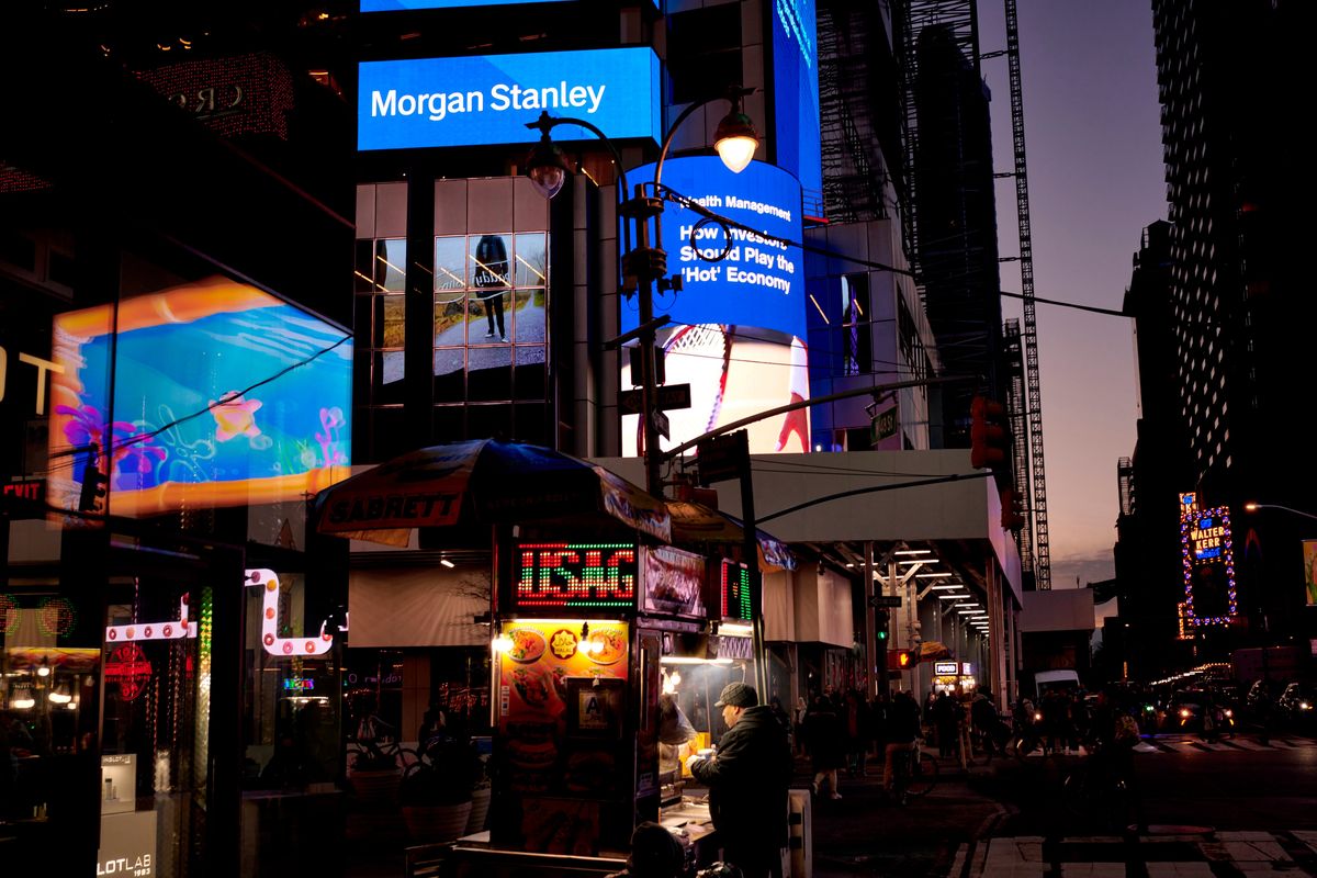 Morgan Stanley Global headquarters are shown in Times Square, New York. U.S. corporate profits are on the rise again.  (New York Times)