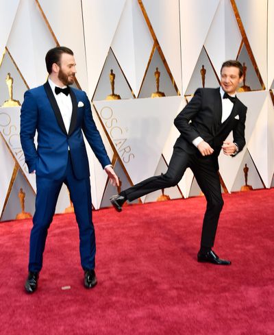 Actors Chris Evans, left, and Jeremy Renner attend the 89th Annual Academy Awards at Hollywood & Highland Center on Feb. 26, 2017, in Hollywood, Calif.  (Tribune News Service)