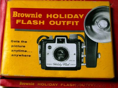 This camera and flash attachment, in its original packaging, dates from about 1954. (The Spokesman-Review)