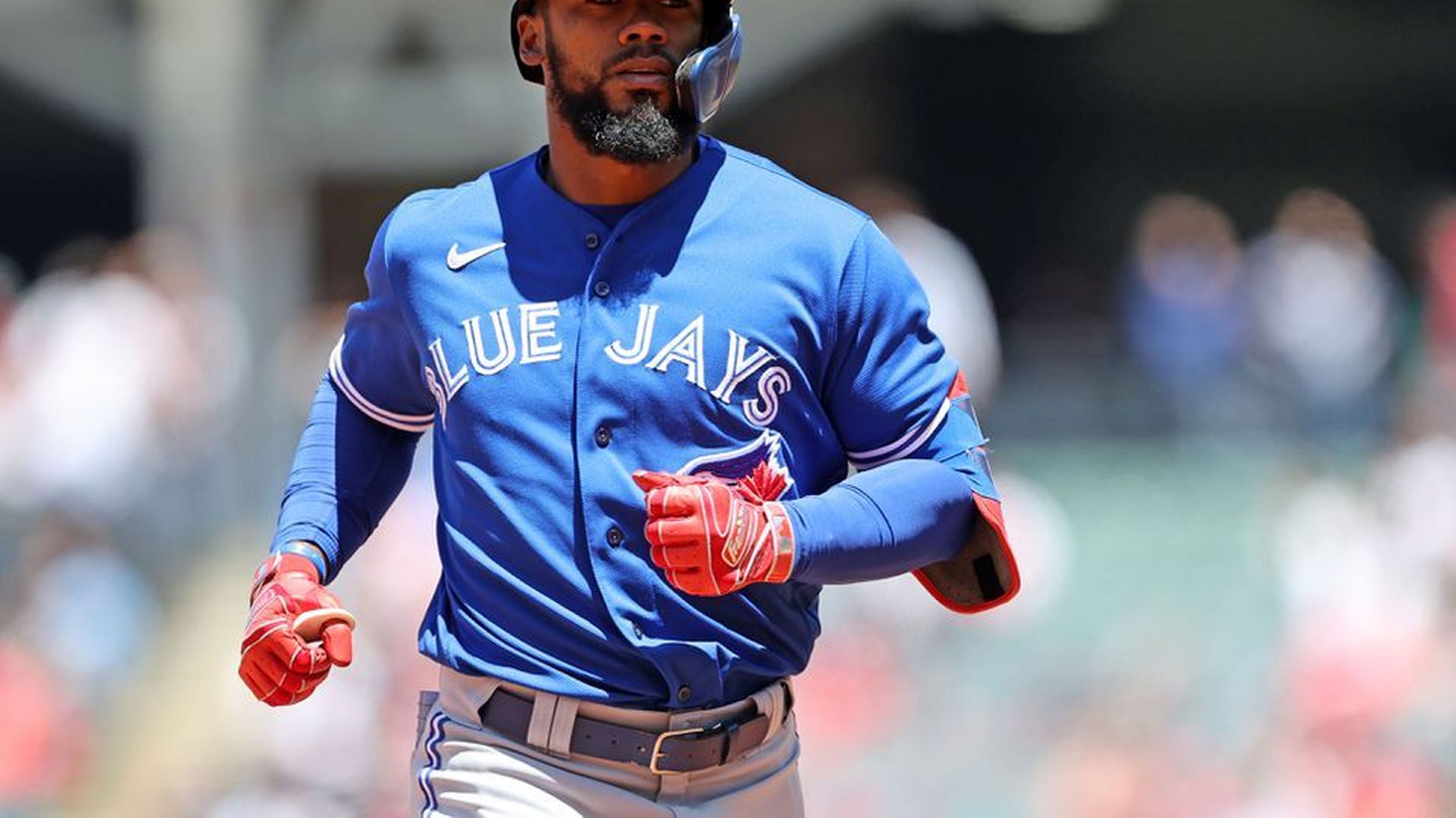 Seattle Mariners Vs. New York Mets Seattle Mariners Teoscar Hernandez 35 is  handed the trident after