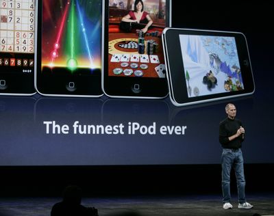 Apple CEO Steve Jobs talks about games for the new iPod Touch in San Francisco on Tuesday. (Associated Press / The Spokesman-Review)