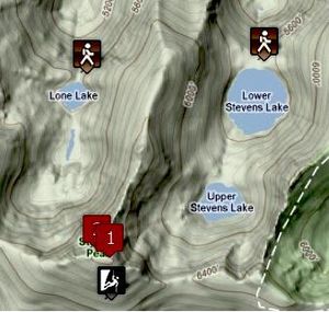 Lead teams in the Expedition Idaho show up on tracking map where they had to perform a rappel at Stevens Lakes near lookout pass on Aug. 15, 2011. (Expedition Idaho)
