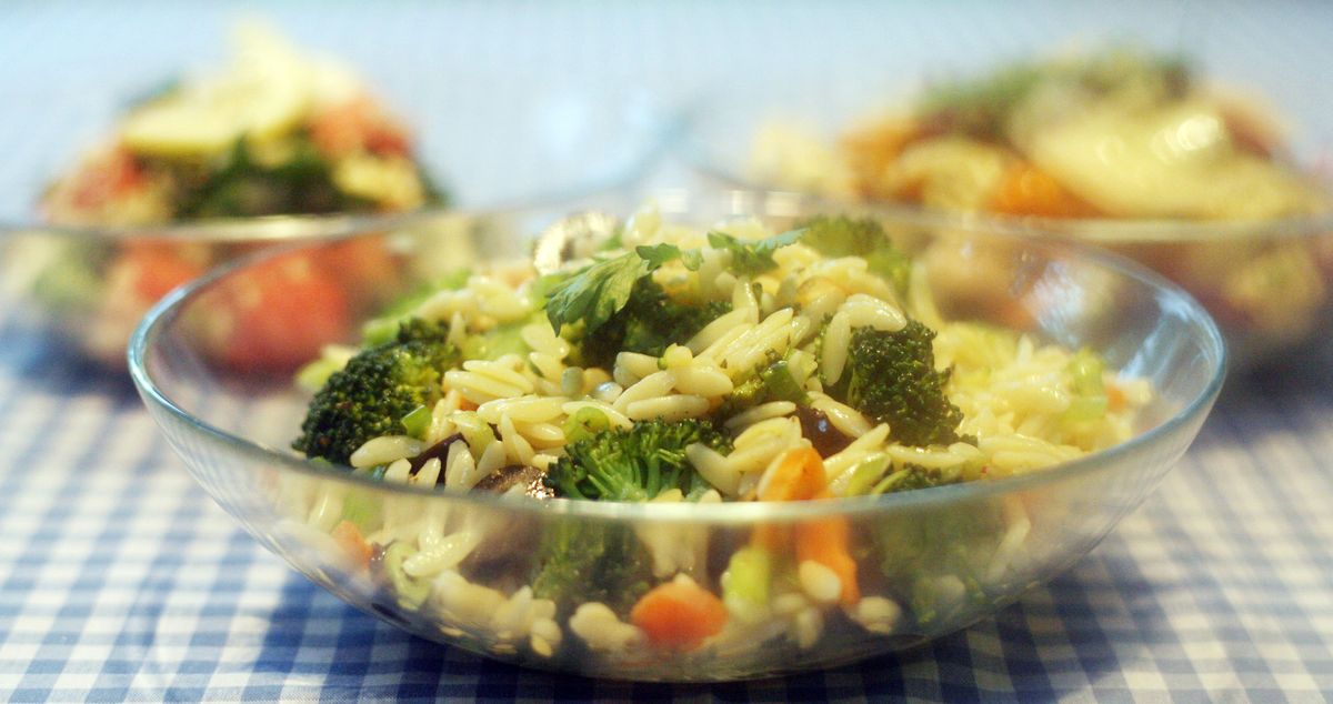 For summer pasta salads, think small, as in small pastas, like this orzo and broccoli salad.