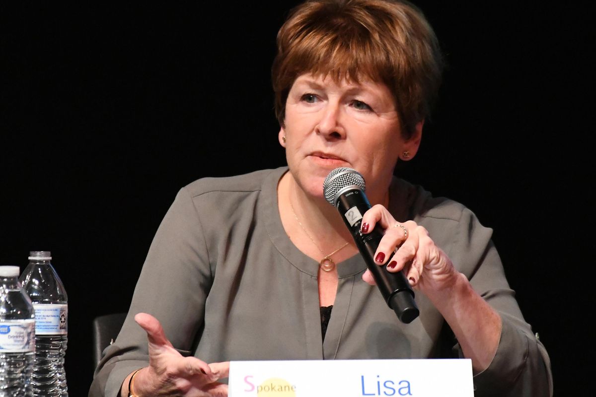 Democratic candidate for Congress, Lisa Brown,  speaks at the Coalition of Color candidate forum Tuesday. (Jesse Tinsley / The Spokesman-Review)