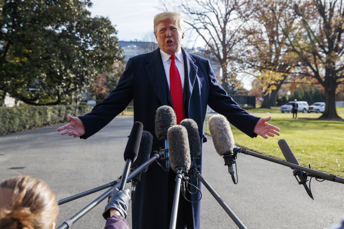 President Donald Trump announces that he is nominating William Barr, attorney general under President George H.W. Bush, as his attorney general, on the South Lawn of the White House, on Friday, Dec. 7, 2018, in Washington. (Evan Vucci / AP)