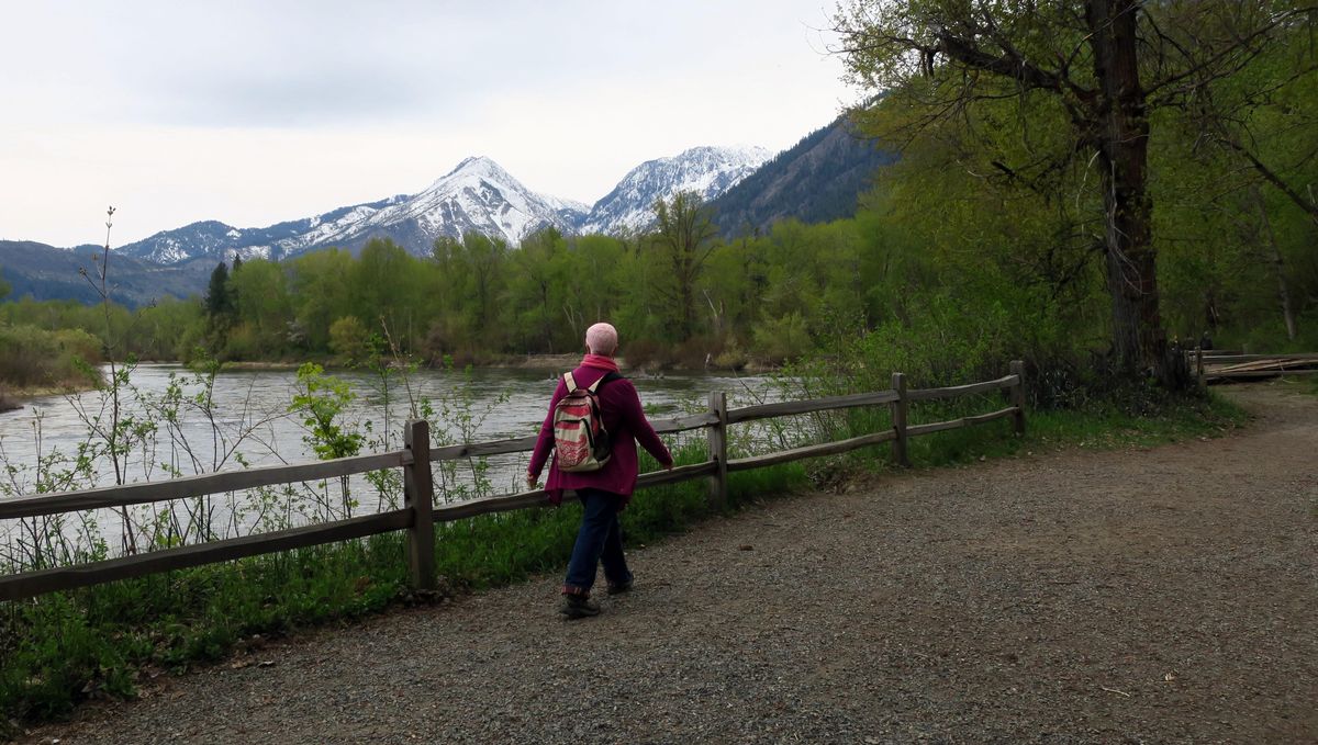 Wedge Mountain overlooks the trail along the riverside on Blackbird Island in Leavenworth. (John  Nelson / The Spokesman-Review)