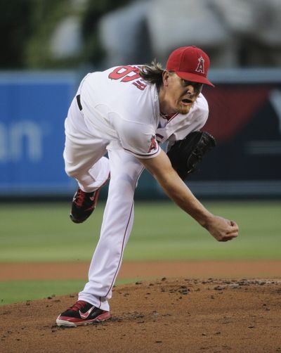 Jered Weaver allowed two runs over six innings. (Associated Press)