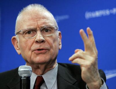 
Lee Hamilton, Iraq Study Group co-chairman, speaks at the Center for American Progress in Washington, D.C., Wednesday. 
 (Associated Press / The Spokesman-Review)