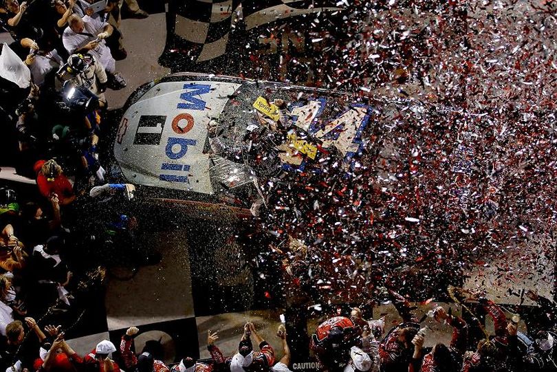 Tony Stewart, driver of the No. 14 Mobil 1/Office Depot Chevrolet, celebrates in Victory Lane after winning the NASCAR Sprint Cup Series Coke Zero 400 Powered by Coca-Cola at Daytona International Speedway on Saturday in Daytona Beach, Fla. (Photo Credit: Chris Graythen/Getty Images) (Chris Graythen / Getty Images North America)
