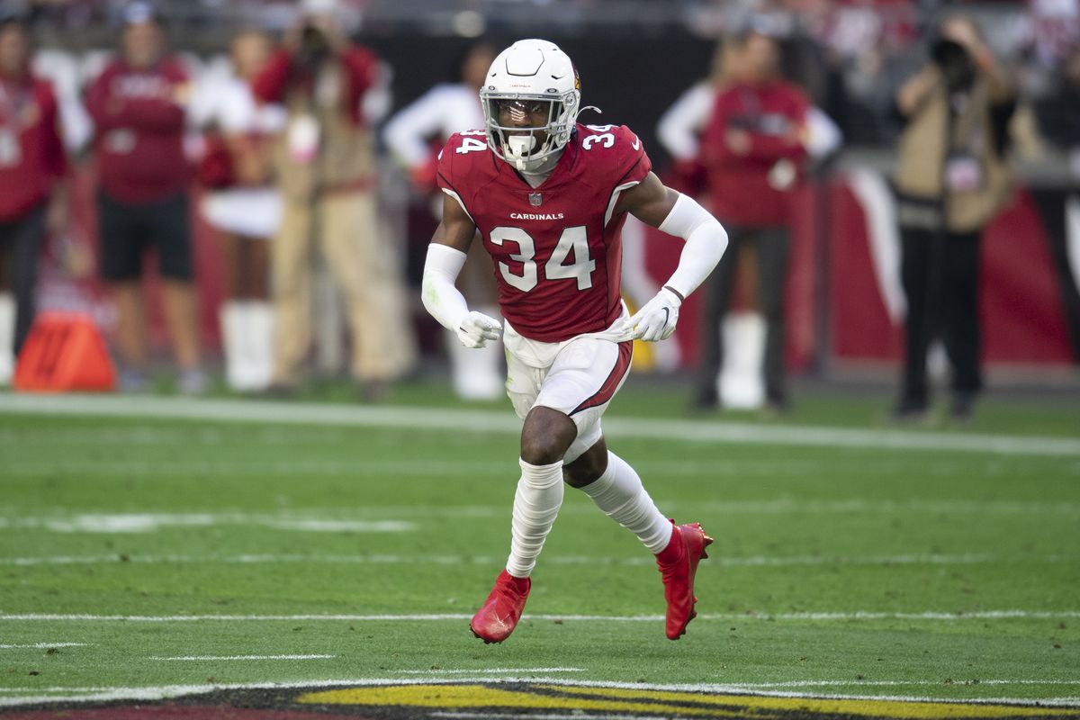 Arizona Cardinals safety Jalen Thompson defends against the Seattle Seahawks on Jan. 9 in Phoenix.  (Associated Press)