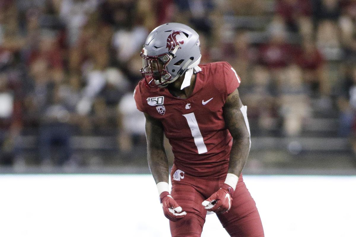 Washington State wide receiver Davontavean Martin (1) lines up for a play during the second half of an NCAA college football game against New Mexico State in Pullman, Wash., Saturday, Aug. 31, 2019. (Young Kwak / AP)