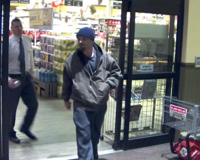 Police are asking for help identifying a man accused of holding a knife to a Safeway employee's throat.
The employee approached the man about stealing items from the store at 2507 W. Wellesley Ave. when he was attacked Jan. 4 about 4:30 p.m., police said today.
The thief threatened to slit the employee's throat and fled on a bicycle with a pocket knife in his hand. The victim described the man as in his late 30s and wearing a dark beanie, button-up flannel shirt and grayish tan Carhartt jacket. 
Police released a surveillance photo of the man today. Anyone with information on his identity is asked to call Crime Check at (509) 456-2233. (surveillence image)