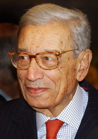 FILE - In this Nov. 30, 2004 file photo, former United Nations Secretary General Boutros Boutros-Ghali arrives for a meeting in Brussels. he U.N. Security Council has announced on Tuesday, Feb. 16, 2016 the death of former U.N. Secretary-General Boutros Boutros-Ghali. (Virginia Mayo / Associated Press)