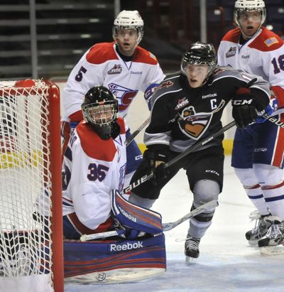Chiefs netminder Eric Williams stopped 96 of 102 shots in his four playoff starts against Vancouver. (Dan Pelle)