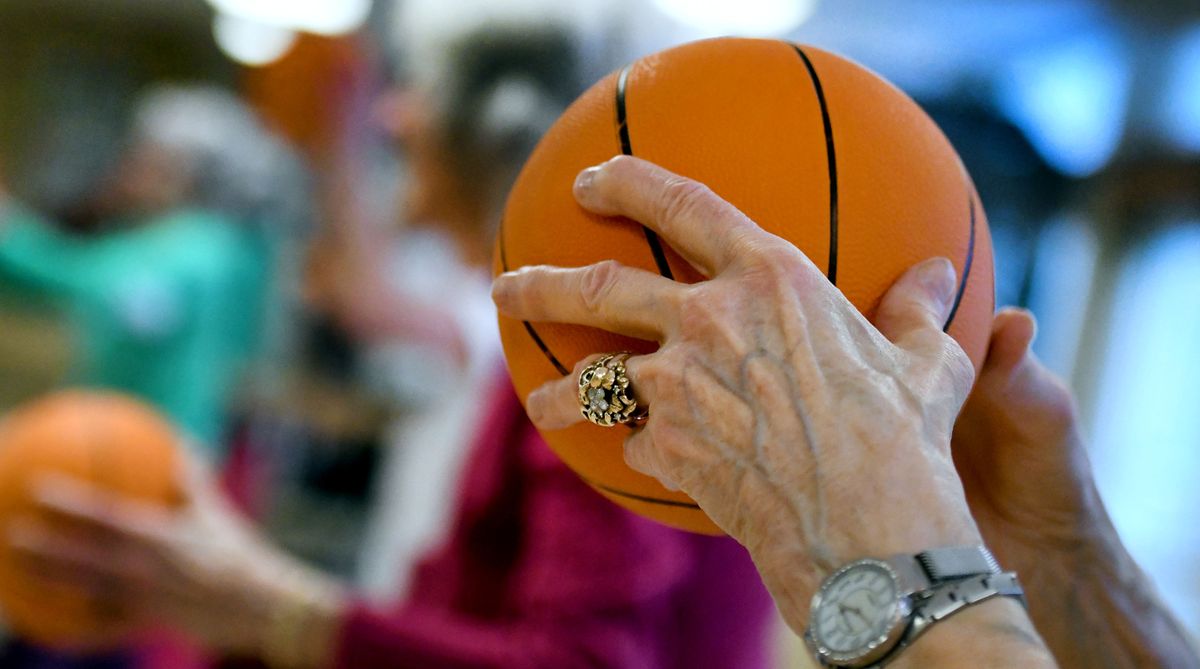 Beulah Whitlow hones her basketball skills at Touchmark South Hill during basketball camp on March 16.  (Kathy Plonka/The Spokesman-Review)