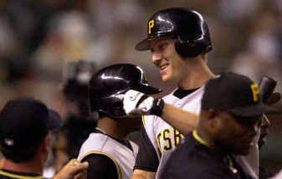 
Pittsburgh's Jason Bay has more reasons to grin: Two days after getting married, the former Gonzaga Bulldog and North Idaho Cardinal was named the National League rookie of the year.
 (Associated Press / The Spokesman-Review)