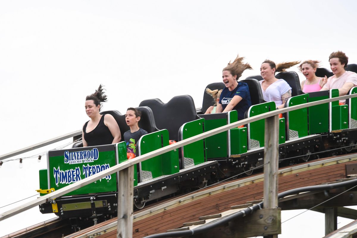 It was a hair-raising experience for those who dare to ride the Timber Terror roller coaster on the opening day at the Silverwood Theme Park, Saturday, May 30, 2020, in Athol, Id. (Dan Pelle / The Spokesman-Review)