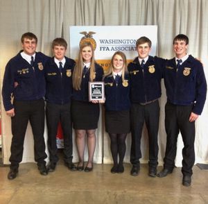 Reardan High School FFA Ag Forum debate team won the state 2016 state title.  From left: Josey Anderson, Nathan Kieffer, Lizzie Williams, Kaylene Kuykendall, Justis Anderson, Ruger Lillengreen

  (Courtesy)