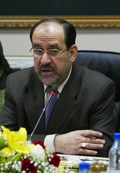 
Iraqi Prime Minister Nouri al-Maliki speaks  with heads of foreign diplomatic missions in Baghdad, Iraq, on Wednesday. 
 (Associated Press / The Spokesman-Review)