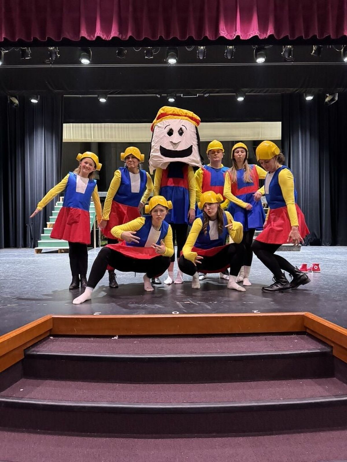 Evil Lord Farquaad, played by Abe McKinney is surrounded by the cast of Aspire Community Theatre’s “Shrek the Musical.” (Courtesy of Aspire Community Theatre)