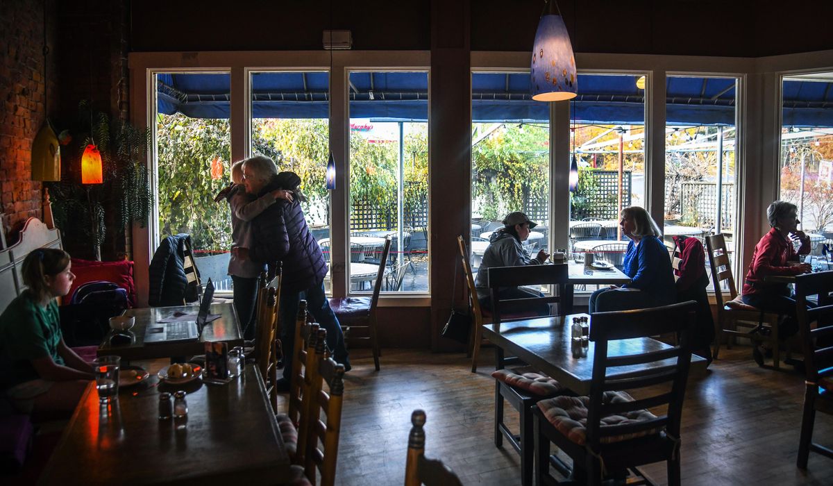 Lindaman’s patrons meet and greet on Thursday, Oct. 24, 2019. The business is closing after 35 years. (Dan Pelle / The Spokesman-Review)