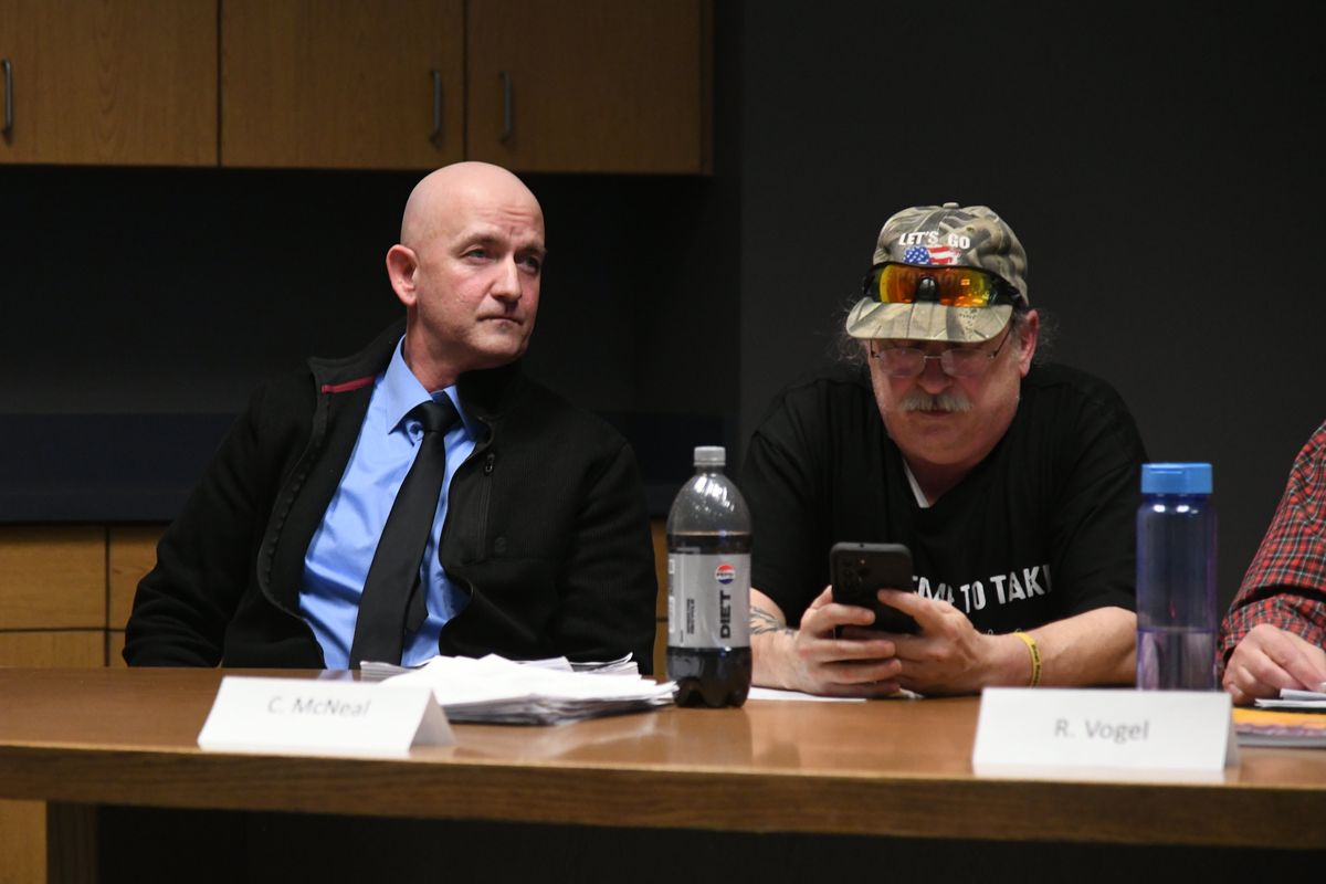 Newly elected Ione town councilman Michael Piccirilli, left, lost his voter registration after the Pend Oreille County auditor determined Friday he no longer lives in Ione. Piccirilli has filed recall petitions against fellow councilman Michael Shipley and Mayor Eva Marie Warren.  (James Hanlon/The Spokesman-Review)