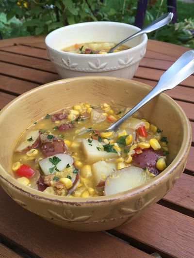 Hang onto summer by grilling corn for chowder.