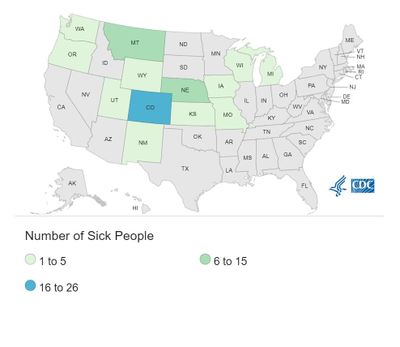 The CDC is investigating an E. coli outbreak linked to McDonald’s in these states. MUST CREDIT: CDC 