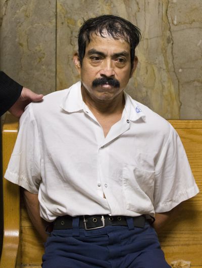 Conrado Juarez, cousin and confessed killer of 4-year-old Anjelica Castillo, nicknamed Baby Hope, waits to be arraigned Saturday (Associated Press)