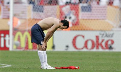 
Landon Donovan of the United States hangs his head after Thursday's 2-1 loss to Ghana at Nuremberg, Germany, eliminated the Americans from the World Cup. 
 (Associated Press / The Spokesman-Review)