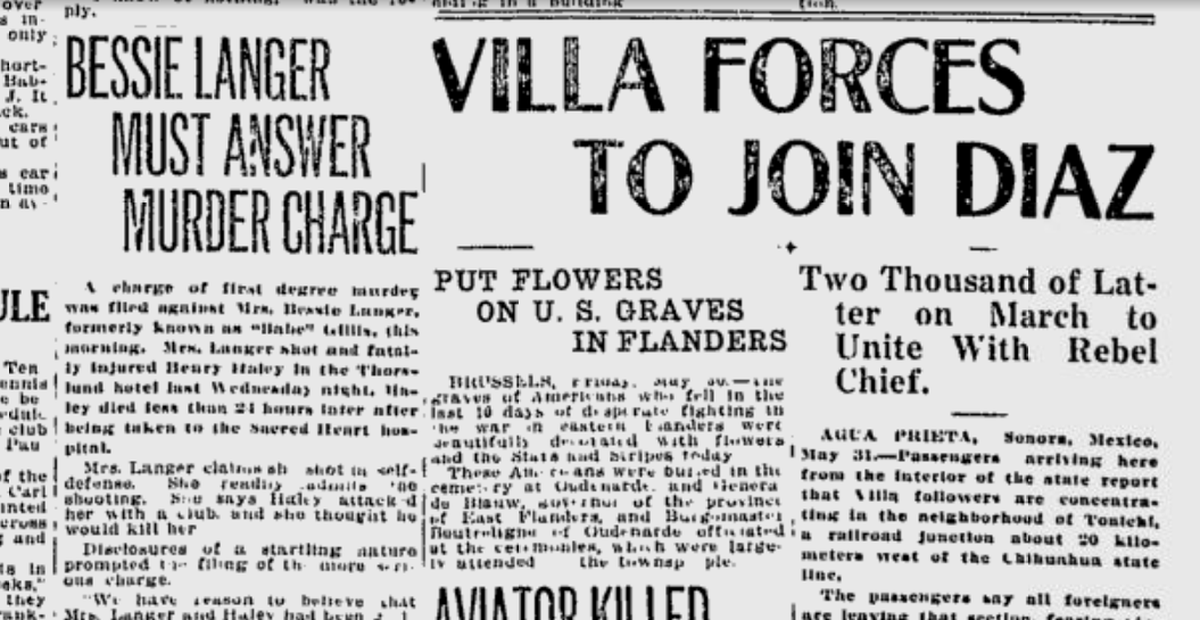 Prosecutors developed a motive in the murder case against Bessie Langer, who was in jail after she shot Henry E. Haley, the Spokane Daily Chronicle reported on May 31, 1919. (Spokesman-Review archives)