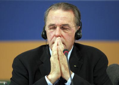 International Olympic Committee Chairman Jacques Rogge, at a news conference in Beijing on Thursday, describes the recent protests during Olympic torch ceremonies as