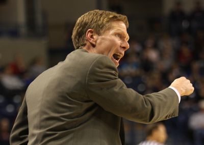 Mark Few’s GU Bulldogs play Connecticut  in the Battle in Seattle: 1 p.m. on CBS. (Associated Press / The Spokesman-Review)
