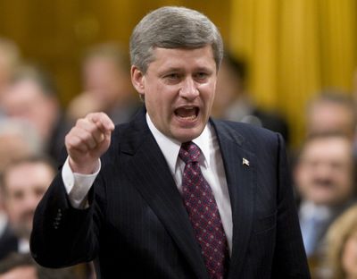 Canadian Prime Minister Stephen Harper responds to a question  in the House of Commons on Wednesday.  (Associated Press / The Spokesman-Review)