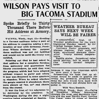 Spokane was still buzzing about the previous day’s visit from President Woodrow Wilson. (Spokane Daily Chronicle archives)