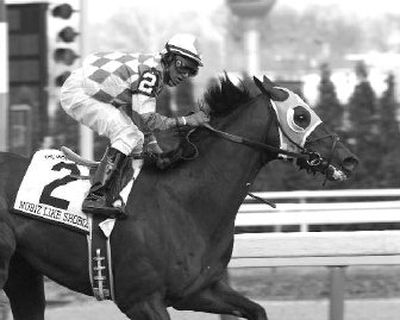 
Nobiz Like Shobiz, ridden by Cornelio Velasquez, won the Wood Memorial becoming a favorite for the Kentucky Derby. 
 (Associated Press / The Spokesman-Review)