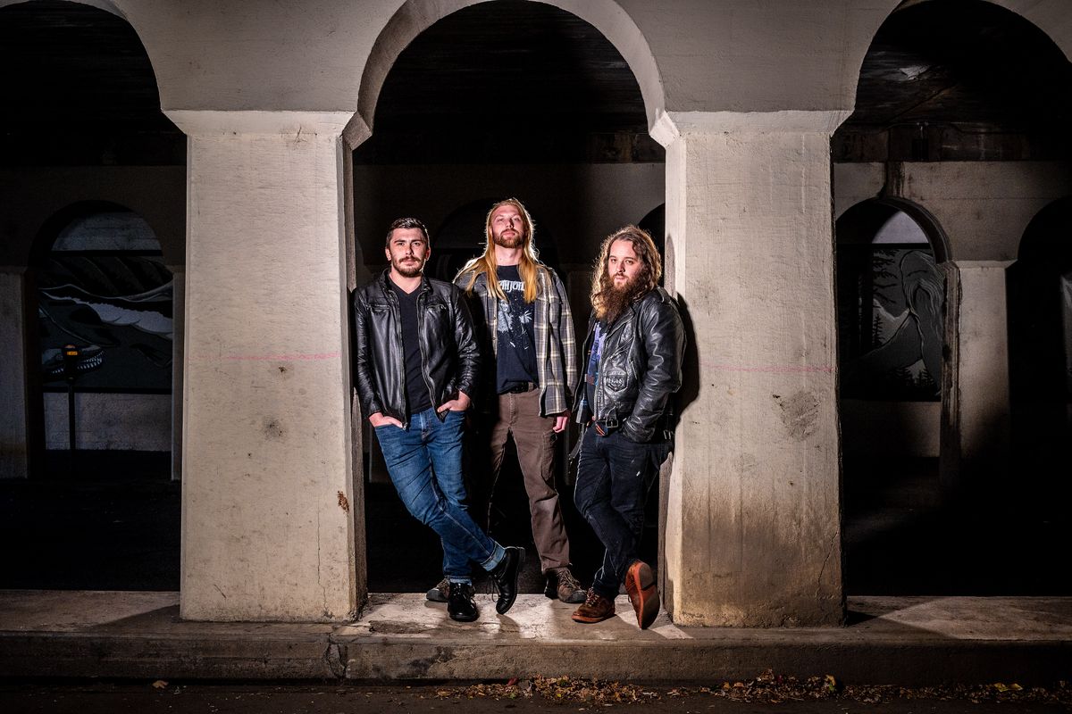 Stoner-doom metal band Merlock is made up of drummer Luke Barrey, bassist Andrew Backes and guitarist/vocalist Taylor D. Waring.  (Colin Mulvany/The Spokesman-Review)