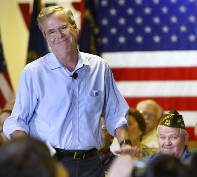 Republican presidential candidate former Florida Gov. Jeb Bush speaks at a town hall meeting Wednesday, July 8, 2015, in Hudson, N.H. (AP Photo/Jim Cole)