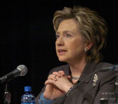 
Sen. Hillary Rodham Clinton, D-N.Y., speaks during a panel discussion in Schenectady, N.Y., Tuesday. During her stop in Schenectady, Clinton said it was wrong to set a firm timetable for the withdrawal of troops. 
 (Associated Press / The Spokesman-Review)